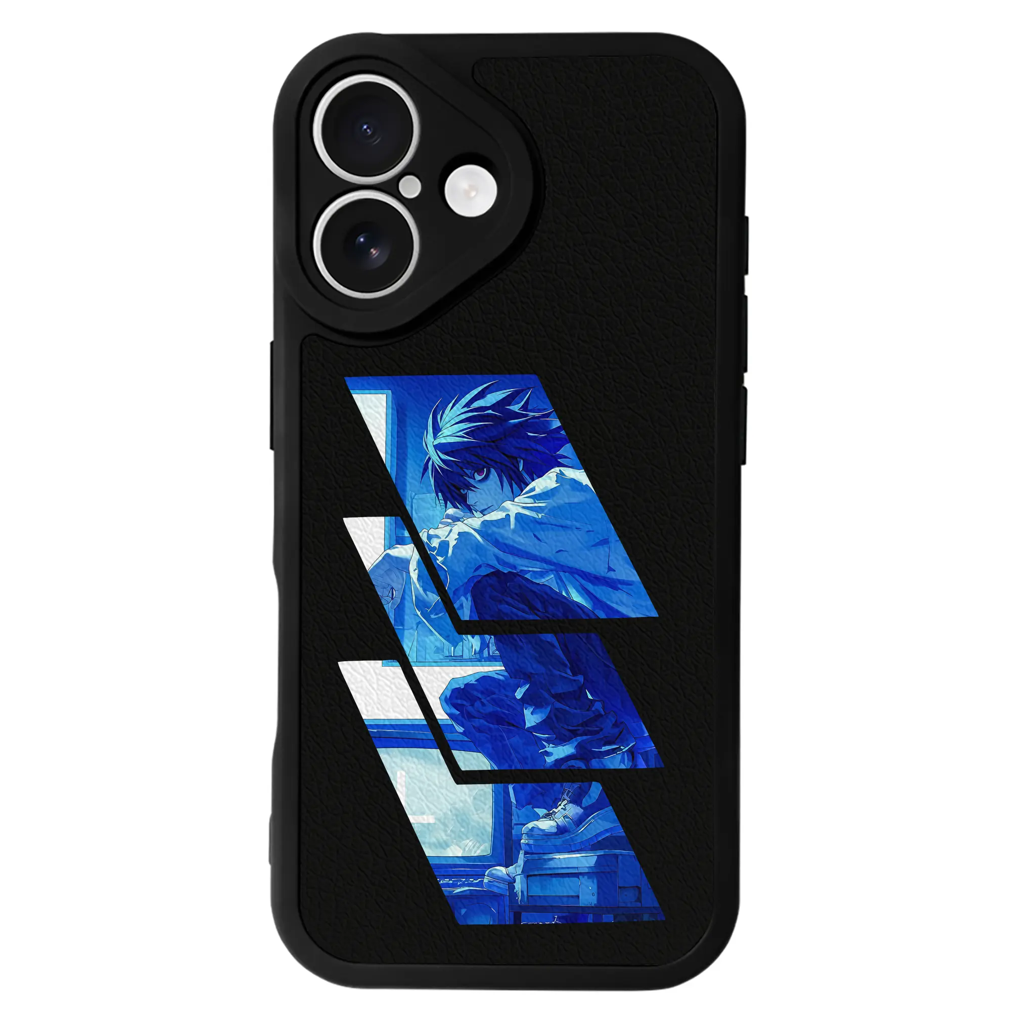 デスノート グッズ,L - IPhone 16シリーズ対応 ・ シリコンスマホケース ・ レザー調 ・ 高精度フィット ・ 耐衝撃 ・ ワイヤレス充電対応 ・ 精密カット